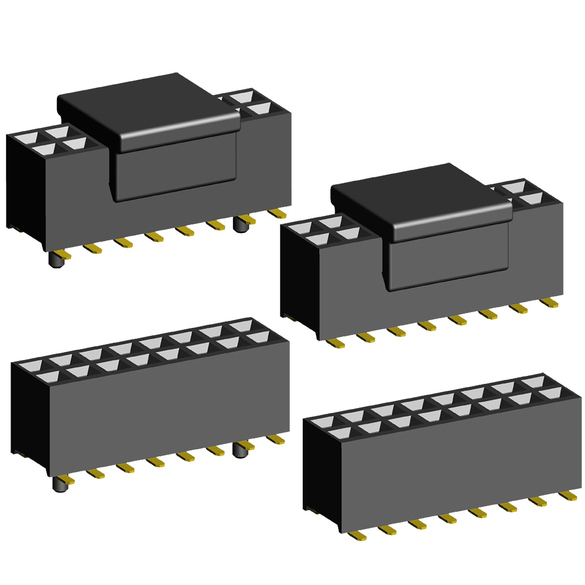 2.00mm PCB Socket Double Rows Dual Body Elevated Straight Dip Type.